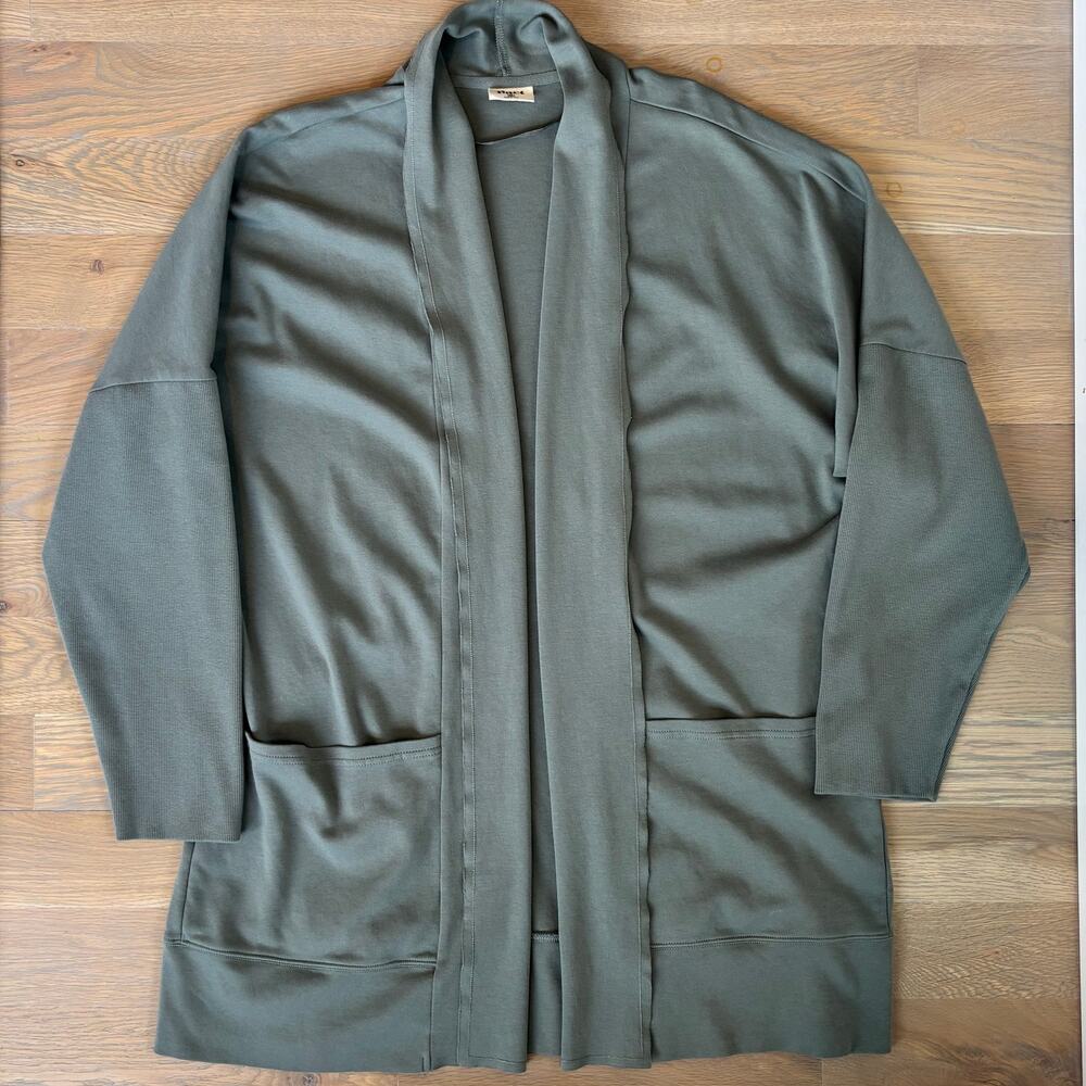 Pact Organic Cotton Airplane Wrap Open Cardigan Sage Green Womens Size XL/XXL - Picture 2 of 11